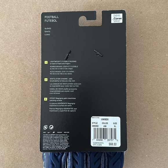 Nike Superbad Football Gloves Navy Blue - Picture 3 of 3